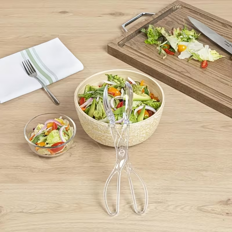 Heavy-duty clear plastic salad scissors and clips - reusable heavy-duty scissors