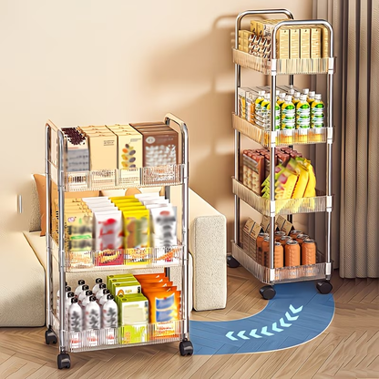 2/3/4-layer transparent acrylic wheeled storage trolley, slim and mobile