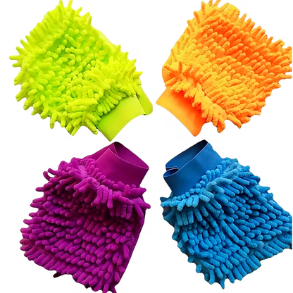 A pair of multi-functional chenille cleaning gloves, highly absorbent and dustproof.