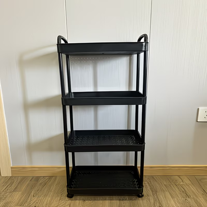 Heavy-duty four-layer rolling storage trolley - all-terrain wheel mobile storage rack