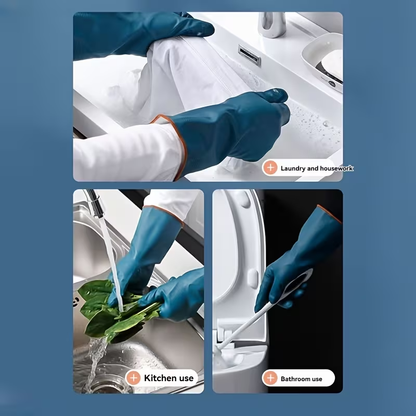4-Pair Pack of Rubber Gloves, Kitchen Dishwashing Gloves, Thick Lined Laundry Gloves