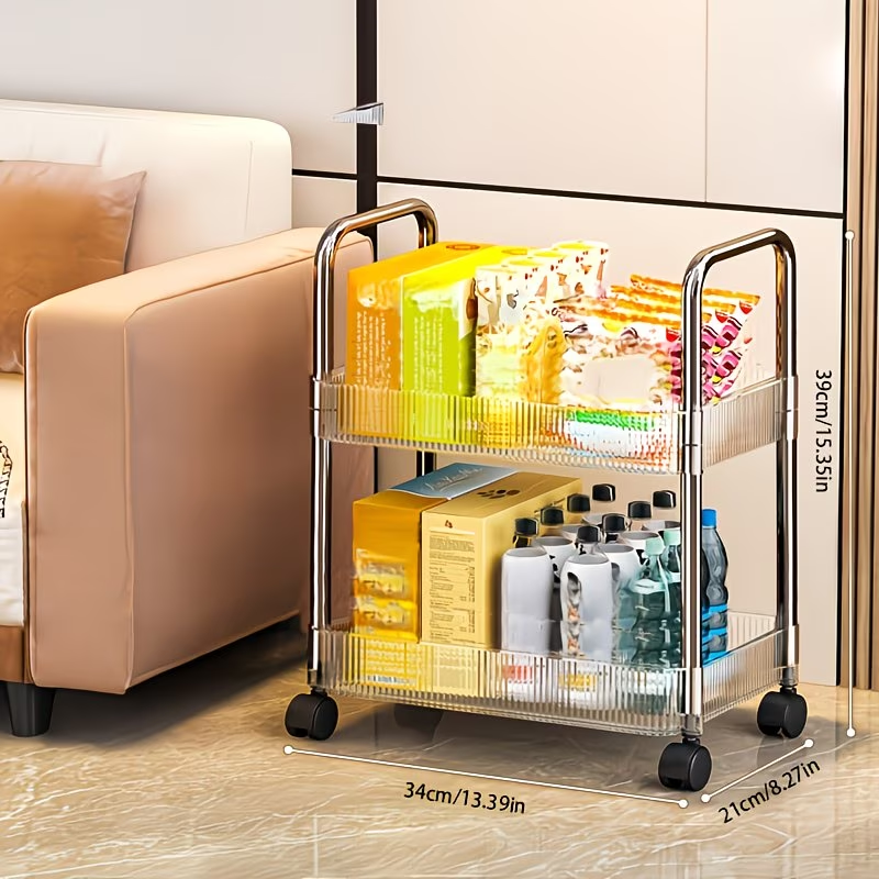 2/3/4-layer transparent acrylic wheeled storage trolley, slim and mobile