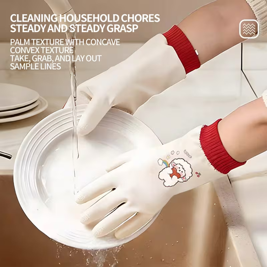 A pair of stylish cartoon-style gloves, with an extra-long and thick design.