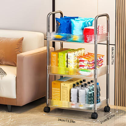 2/3/4-layer transparent acrylic wheeled storage trolley, slim and mobile