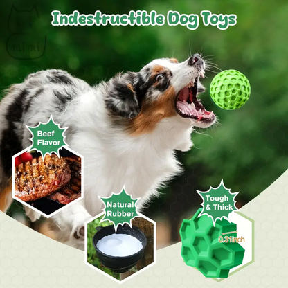 Two heavy-duty, durable dog chew toys with sound effects