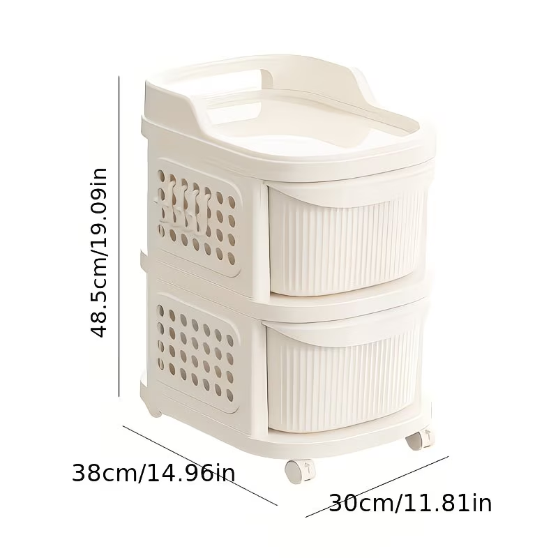 A unique and stylish multi-tiered, large-capacity trolley with drawers, easy to assemble.