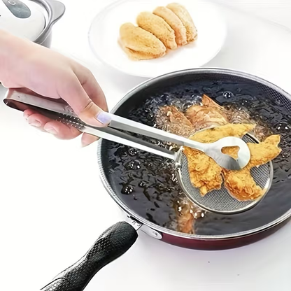 Extended stainless steel oil strainer | Multi-functional non-stick oil pan clamp