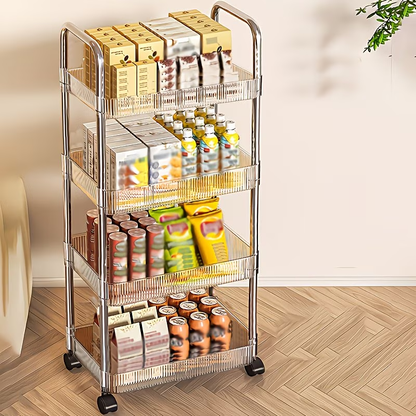 2/3/4-layer transparent acrylic wheeled storage trolley, slim and mobile