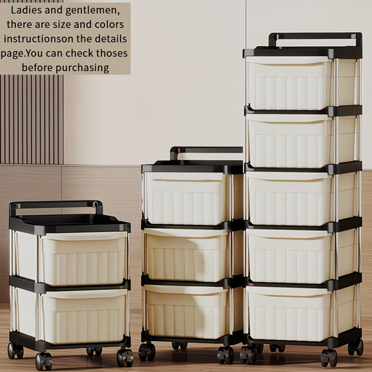 2-Tier Rolling Drawer Storage Cart with Wheels