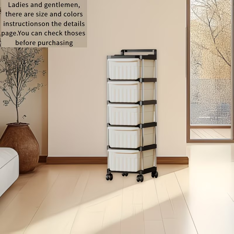 2-Tier Rolling Drawer Storage Cart with Wheels